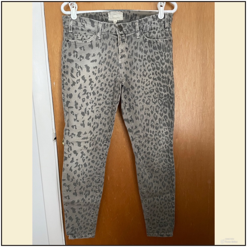 Current / Elliott gray leopard skinny jeans